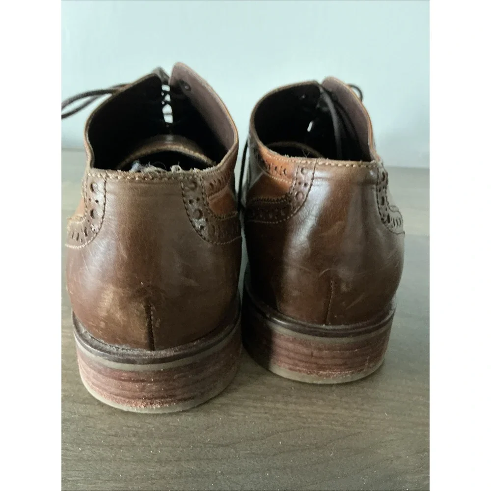 Cole Haan Wing Tip Oxford Dress Shoes Cognac Brown‎ Leather Sz 9